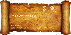 Petter Metta névjegykártya